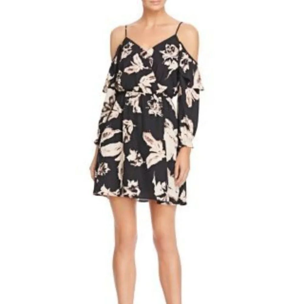 Aqua Floral Cold Shoulder Dress